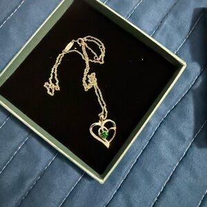 Elegant Heart Necklace with Green , Red and white diamond Gemstone 🩷🧡🩵💚